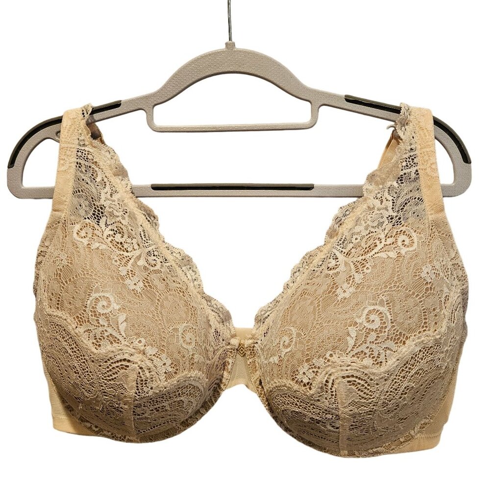 ThirdLove Bra 24/7 Womens 40F biege Lace Underwire supportive lace cleavage